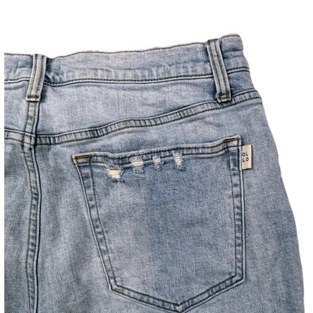 Oliver Logan Light Wash High Rise Straight Leg Jeans Size 32 Distressed Back